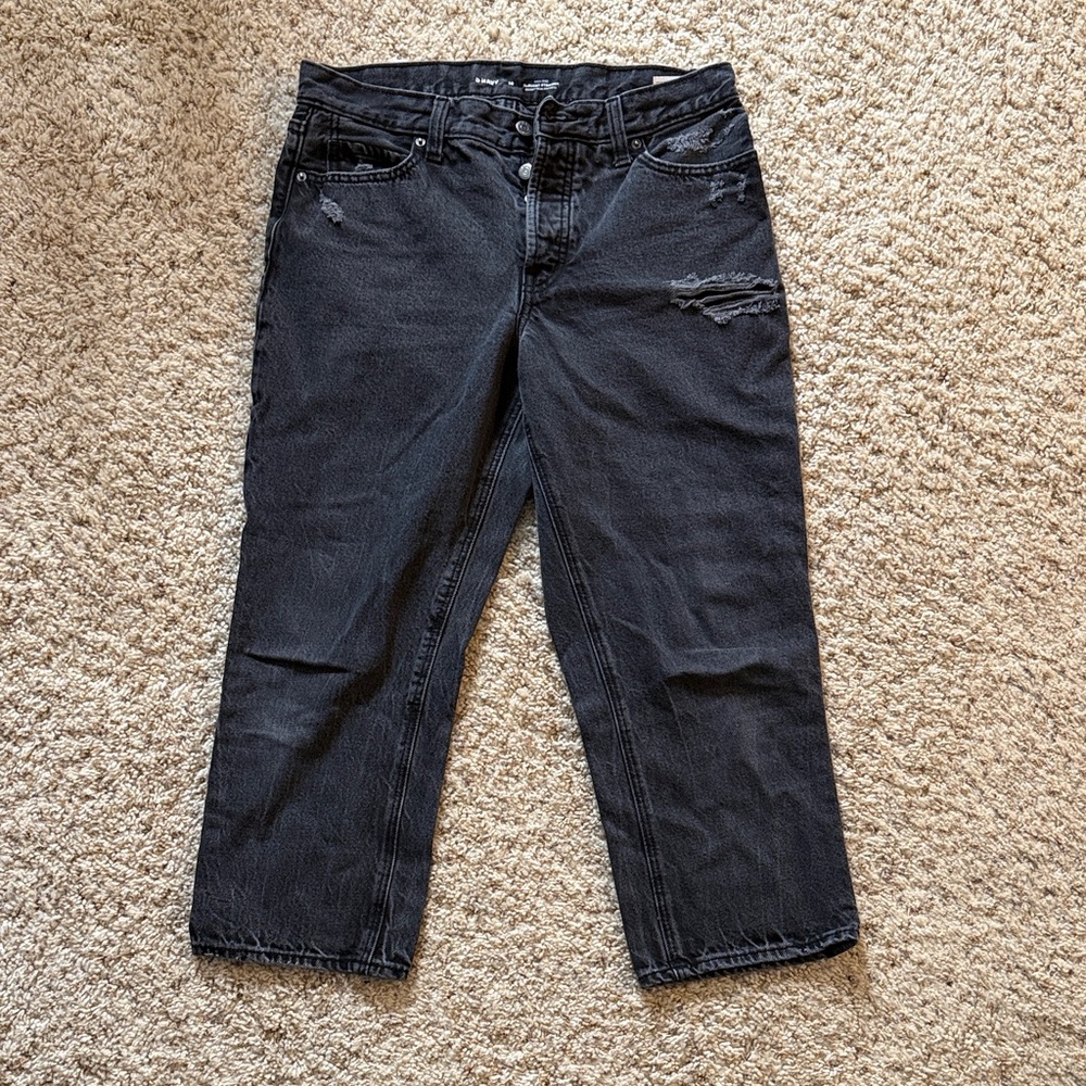 Old Navy Black High-Rise Slouchy Straight Cropped Jeans